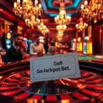 Go8 bet slip resting on a luxurious roulette table in a vibrant casino scene showcasing players’ anticipation.