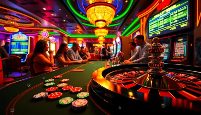 Engaged players at a casino table featuring the theme l444, immersed in the thrill of gambling action.