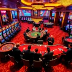 Experience the excitement of new888 as players engage at a luxurious casino table filled with poker chips and glowing machines.