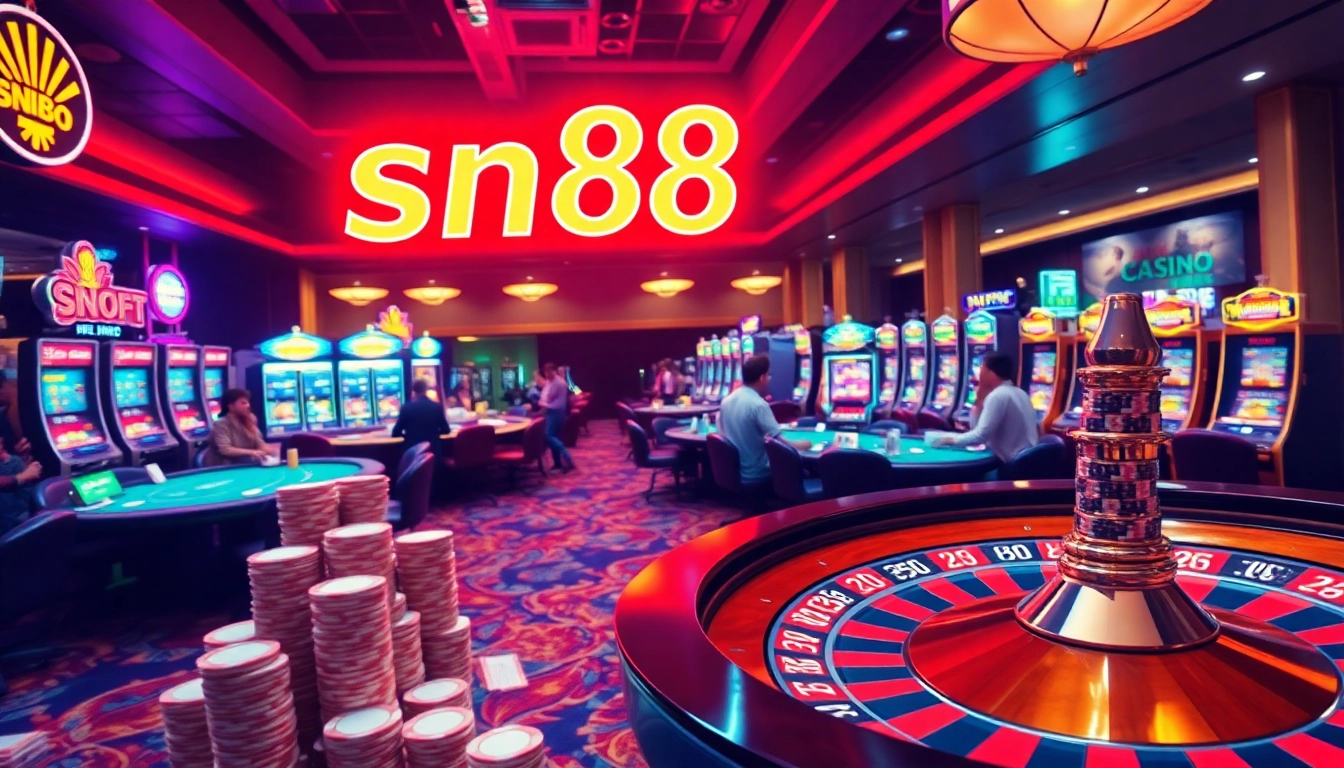 Experience thrilling gameplay at SN88 casino with vibrant tables and exciting slot machines.