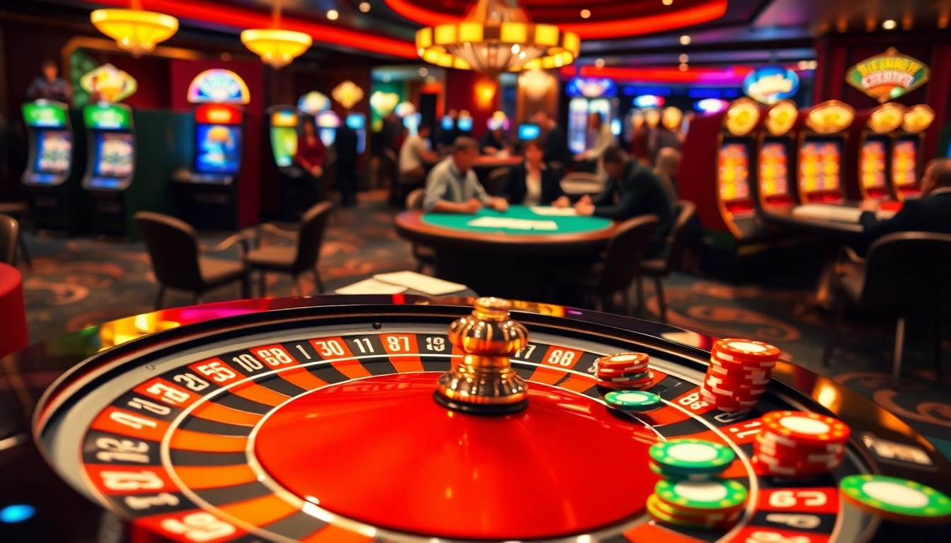 Experience the thrill of gambling with 789f best in a lively casino atmosphere featuring roulette and poker tables.
