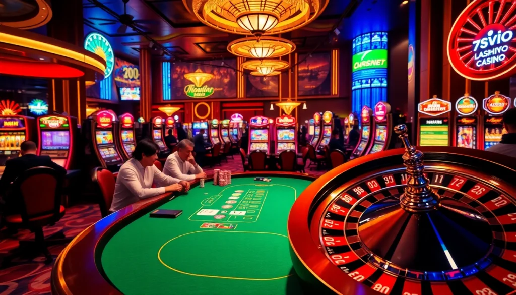 The vibrant scene of high-stakes poker at 789win trang chủ chính thức showcases players immersed in the game, surrounded by luxury and excitement.